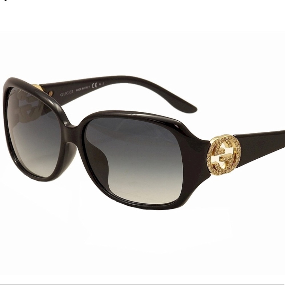 GUCCI Black Rhinestone Square Sunglasses